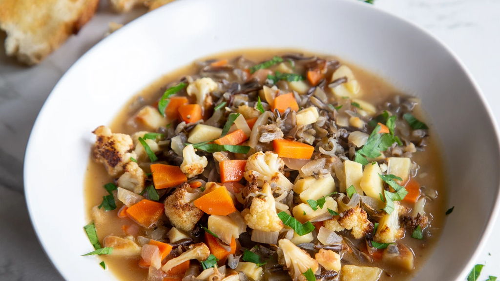 Wild Rice and Roasted Cauliflower Soup